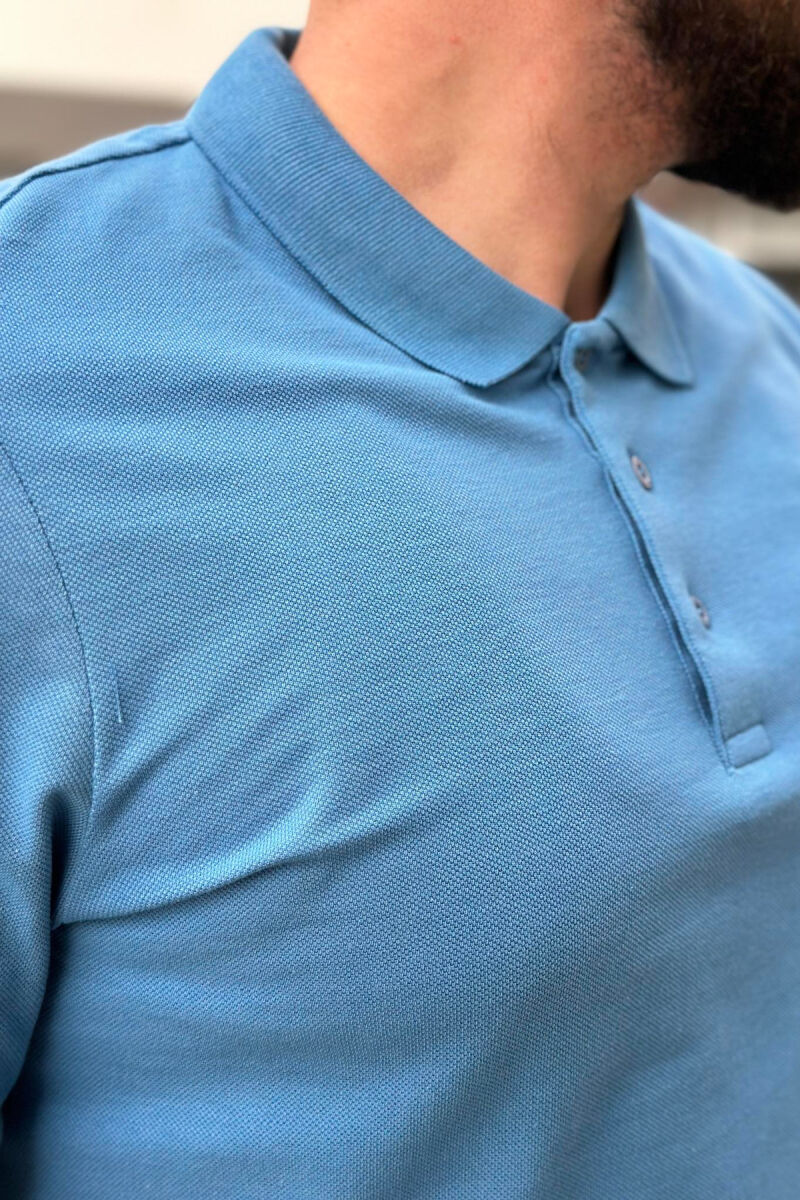 3 BUTTONS POLO NECK MEN T-SHIRT BABY BLUE/BLU BY - 3