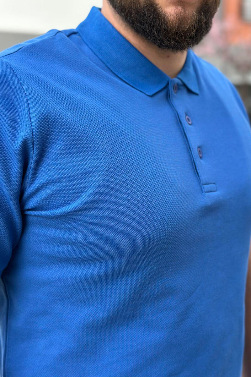 3 BUTTONS POLO NECK MEN T-SHIRT BLUE/BLU - 2