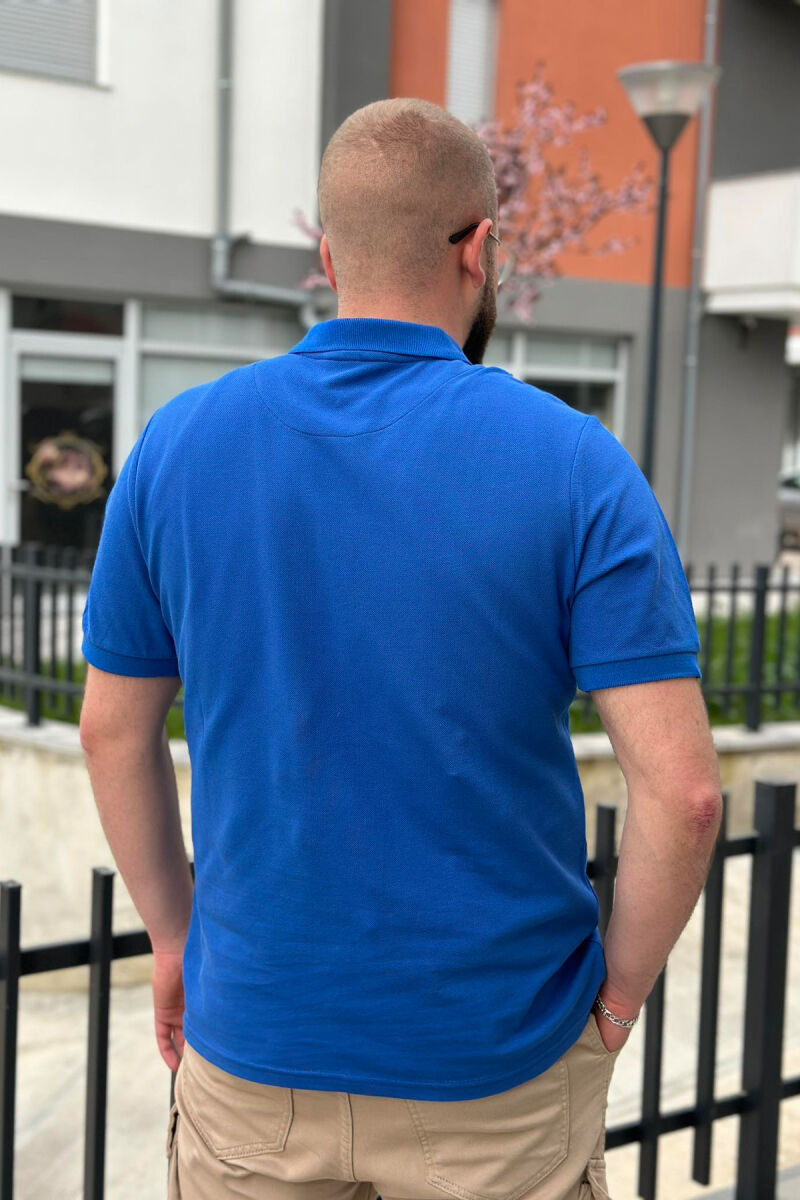 3 BUTTONS POLO NECK MEN T-SHIRT BLUE/BLU - 4