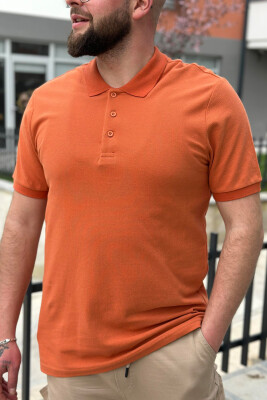 3 BUTTONS POLO NECK MEN T-SHIRT BRICK/TULLE 