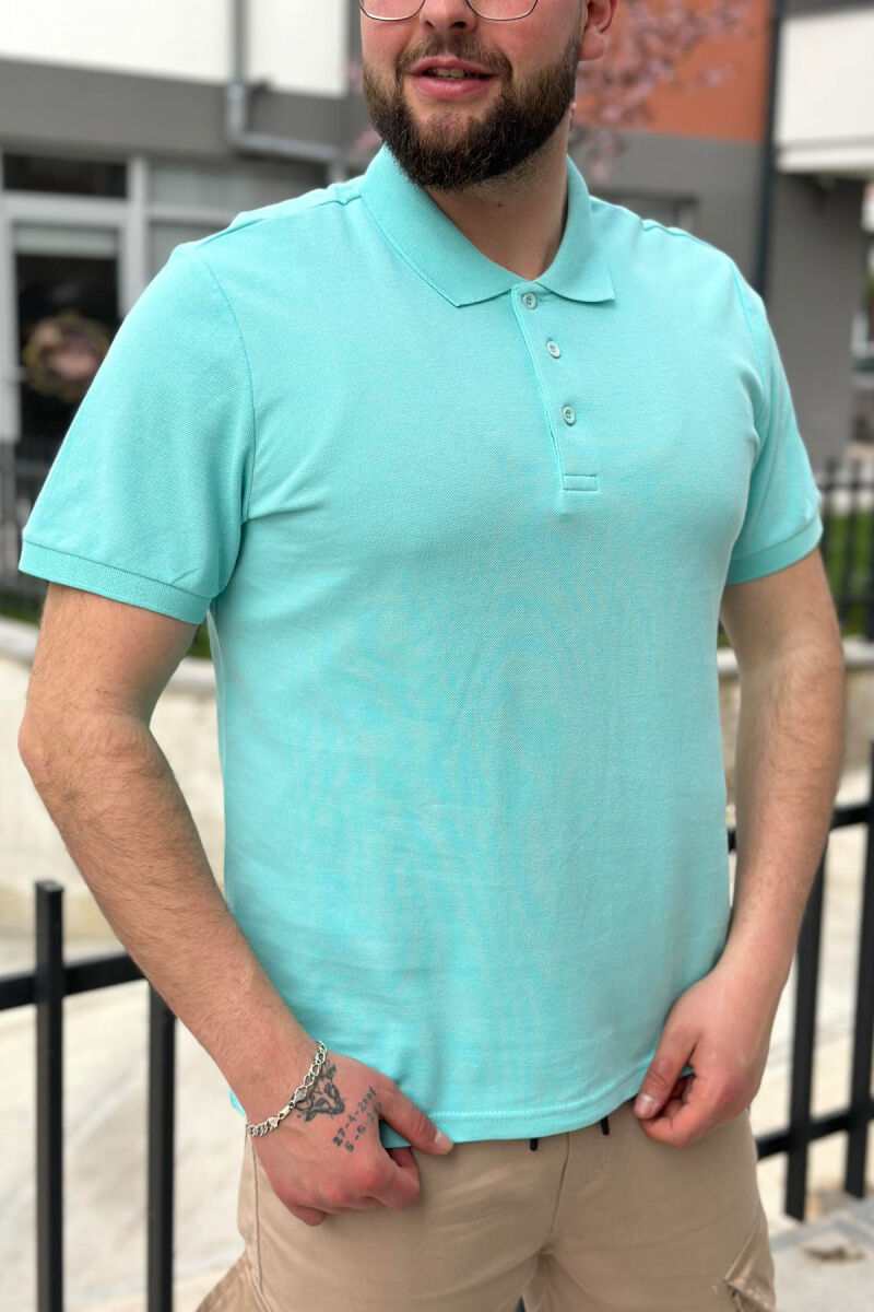 3 BUTTONS POLO NECK MEN T-SHIRT LIGHTBLUE/BZ - 4