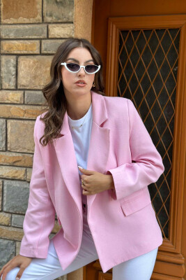 COTTON ONE COLOR SIMPLE WOMAN JACKET PINK/ROZE 