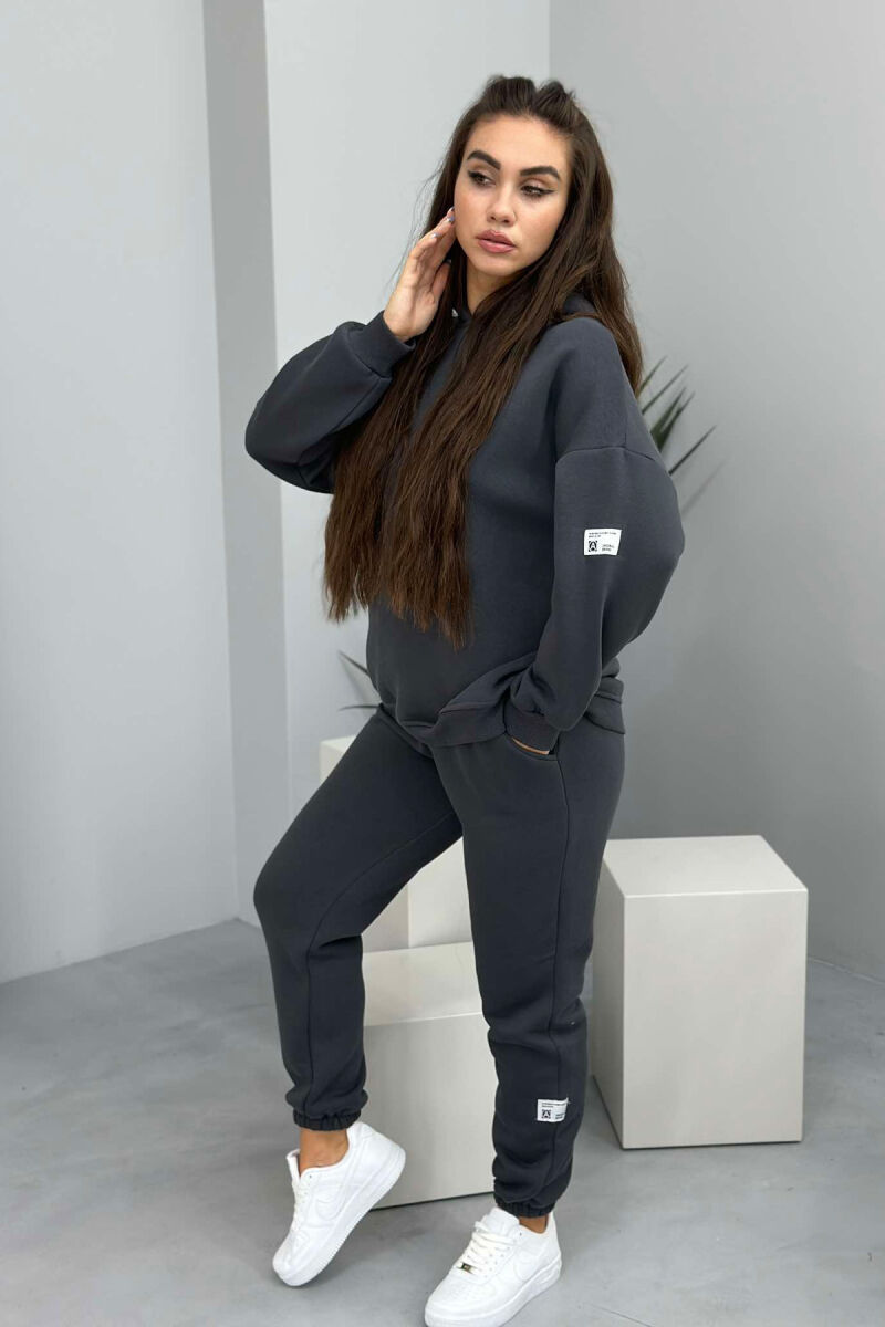 HOOD COTTON FLUFFY WOMAN SET DARK GREY/GEE - 1