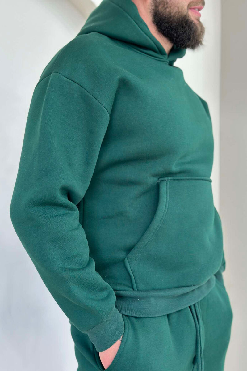 KOSTUM ME PUSH HOODIE DHE TUTA NJË NGJYRËSHE PËR MESHKUJ NË NGJYRËN JESHILE - 2