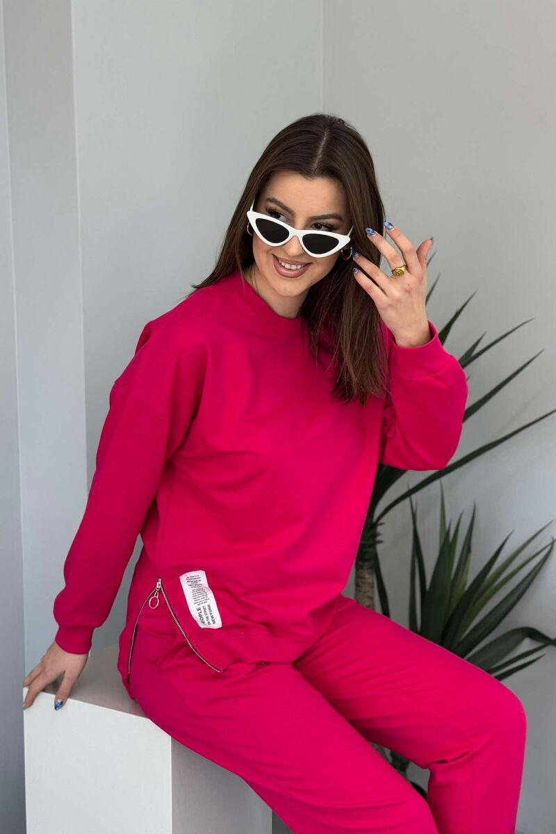 ONE COLOR SIMPLE SWEATSHIRT+JOGGERS WOMEN SET FUCHSIA/CIKLAMI - 2