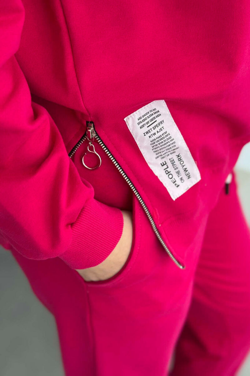 ONE COLOR SIMPLE SWEATSHIRT+JOGGERS WOMEN SET FUCHSIA/CIKLAMI - 3