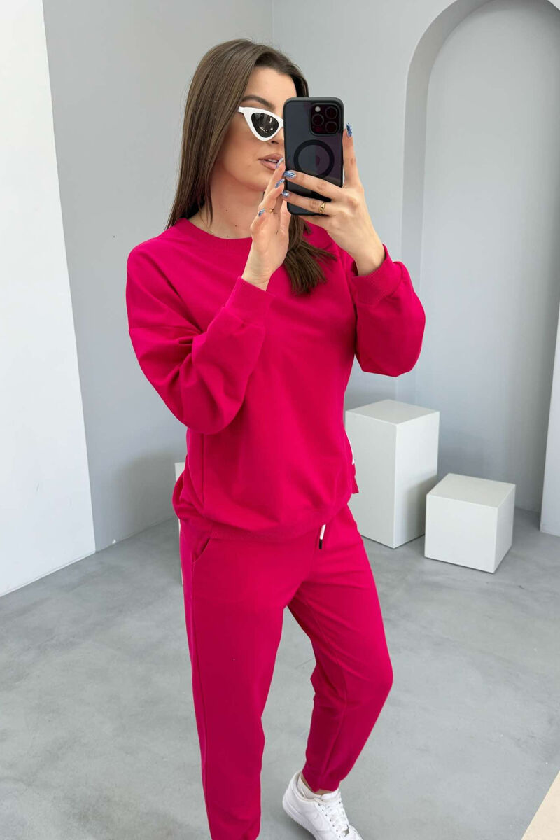 ONE COLOR SIMPLE SWEATSHIRT+JOGGERS WOMEN SET FUCHSIA/CIKLAMI - 4