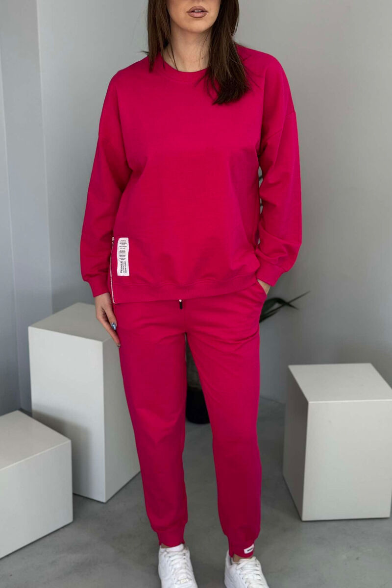 ONE COLOR SIMPLE SWEATSHIRT+JOGGERS WOMEN SET FUCHSIA/CIKLAMI - 5