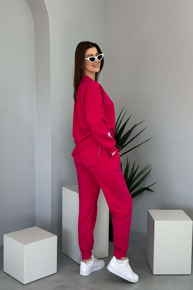 ONE COLOR SIMPLE SWEATSHIRT+JOGGERS WOMEN SET FUCHSIA/CIKLAMI - 6