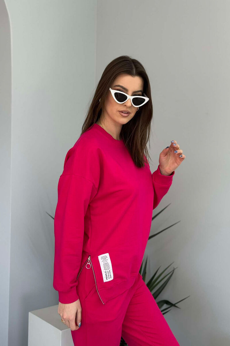 ONE COLOR SIMPLE SWEATSHIRT+JOGGERS WOMEN SET FUCHSIA/CIKLAMI - 7