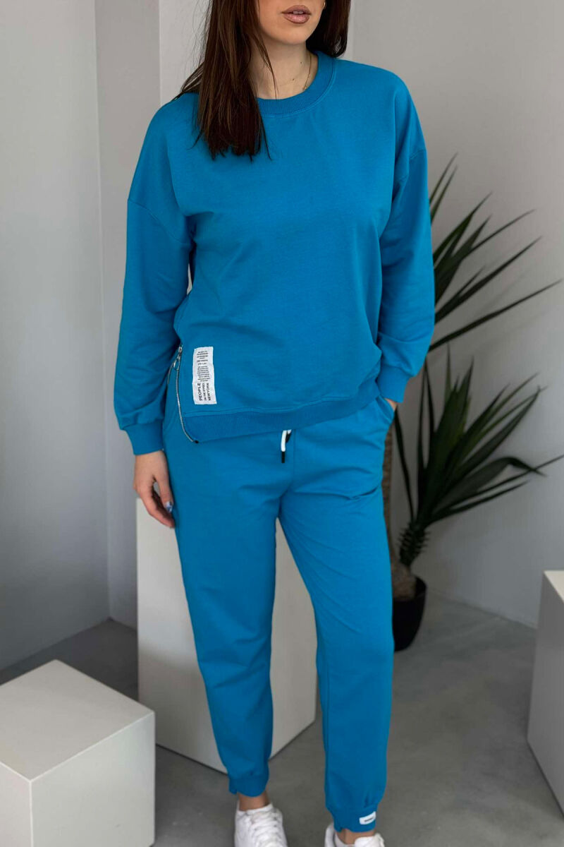 ONE COLOR SIMPLE SWEATSHIRT+JOGGERS WOMEN SET LIGHTBLUE/BZ - 2