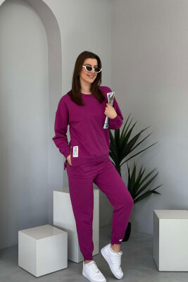 ONE COLOR SIMPLE SWEATSHIRT+JOGGERS WOMEN SET PURPLE/LEJLA 