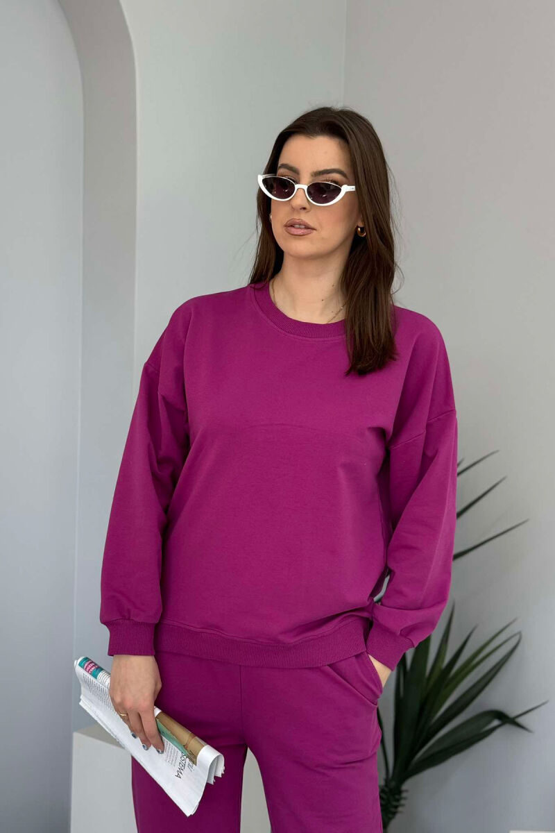 ONE COLOR SIMPLE SWEATSHIRT+JOGGERS WOMEN SET PURPLE/LEJLA - 4