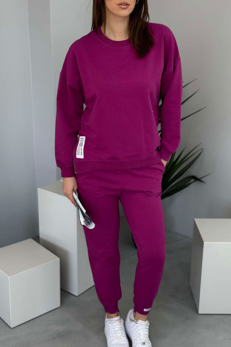 ONE COLOR SIMPLE SWEATSHIRT+JOGGERS WOMEN SET PURPLE/LEJLA - 5