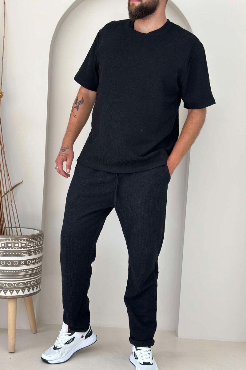 ONE COLOR T-SHIRT+TROUSERS MEN SET BLACK/ E ZEZE - 4