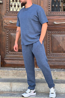 ONE COLOR T-SHIRT+TROUSERS MEN SET BLUE/BLU 