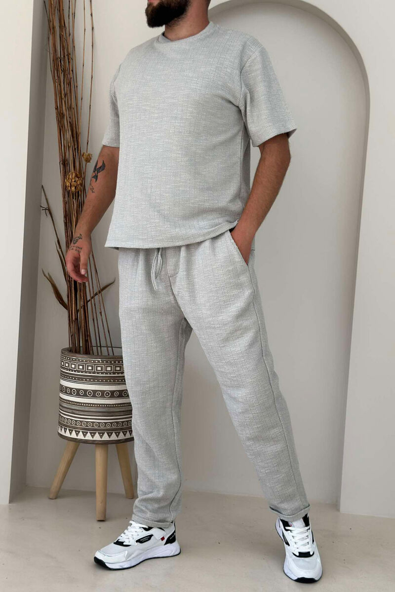 ONE COLOR T-SHIRT+TROUSERS MEN SET LIGHT GREY/GZ - 1