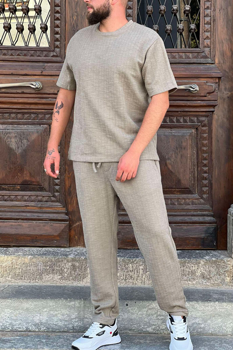 ONE COLOR T-SHIRT+TROUSERS MEN SET OLIVE/ULLI - 1