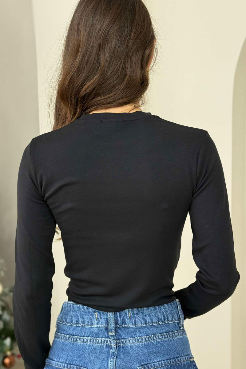 ROUND NECK ONE COLOR WOMEN SWEATSHIRT BLACK/ E ZEZE - 4