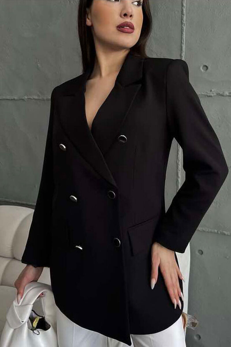 SILVER+BLACK BUTTONS ONE COLOR WOMAN JACKET BLACK/ E ZEZE - 2