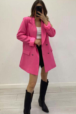 SILVER+BLACK BUTTONS ONE COLOR WOMAN JACKET PINK/ROZE 