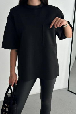 SIMPLE POCKET OVERSIZE WOMAN T-SHIRT BLACK/ E ZEZE 