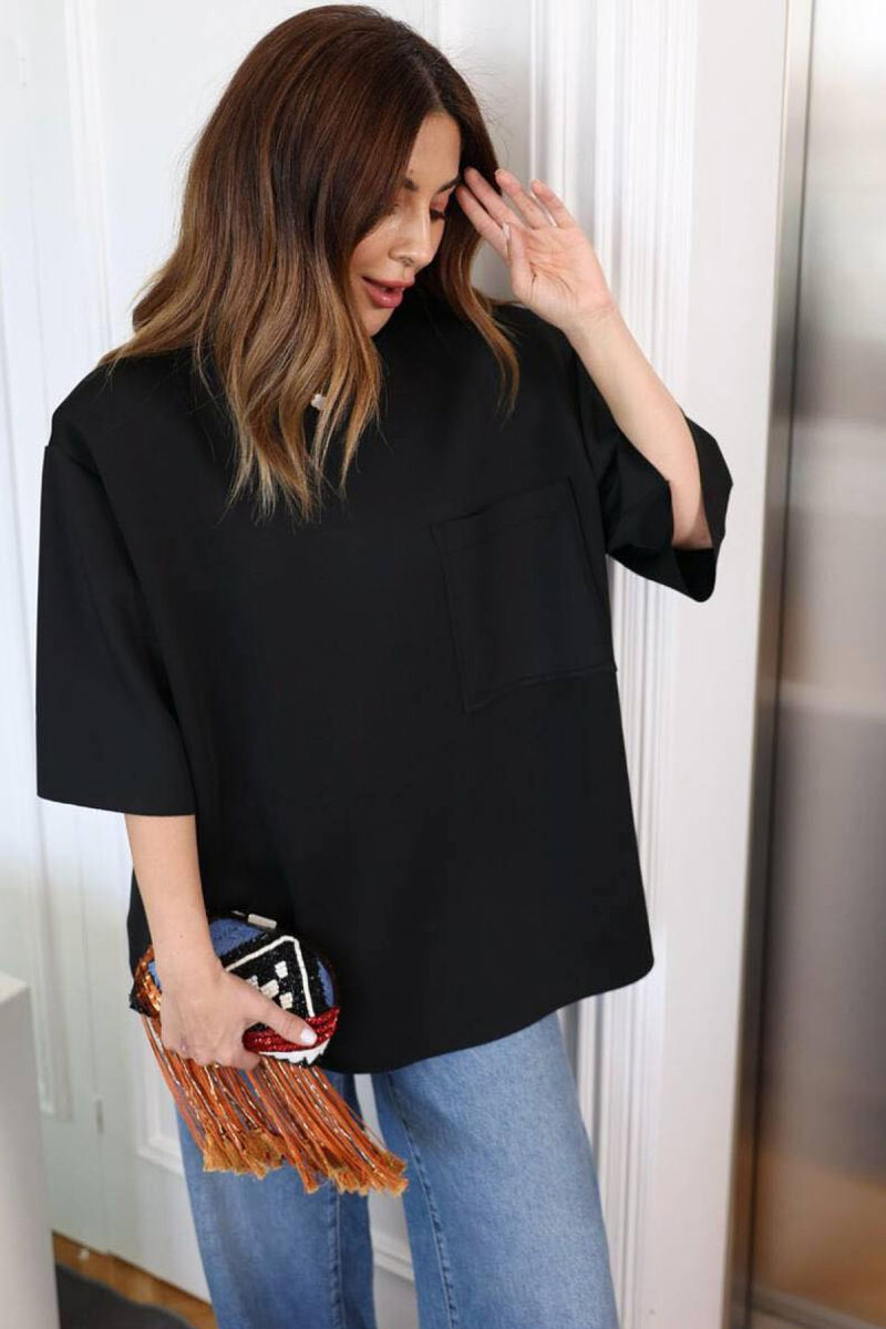 SIMPLE POCKET OVERSIZE WOMAN T-SHIRT BLACK/ E ZEZE - 5