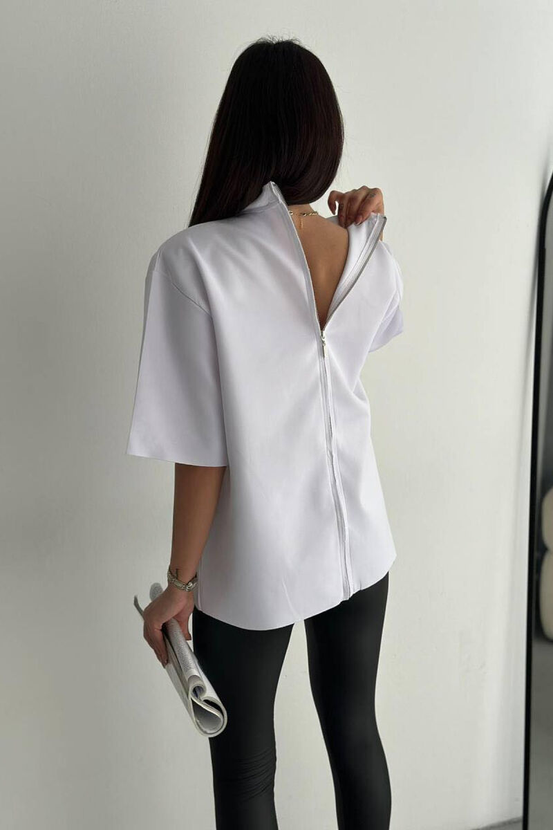 SIMPLE POCKET OVERSIZE WOMAN T-SHIRT WHITE-E BARDHE - 5