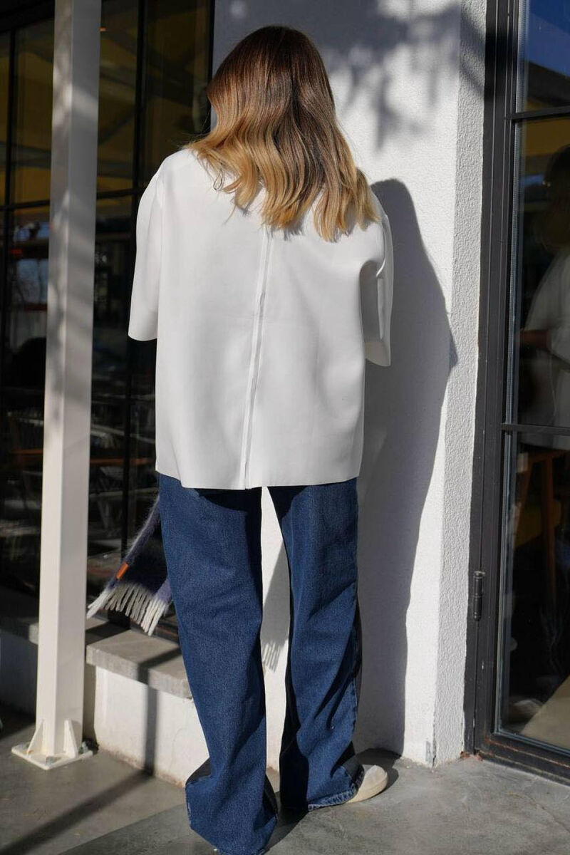 SIMPLE POCKET OVERSIZE WOMAN T-SHIRT WHITE-E BARDHE - 6