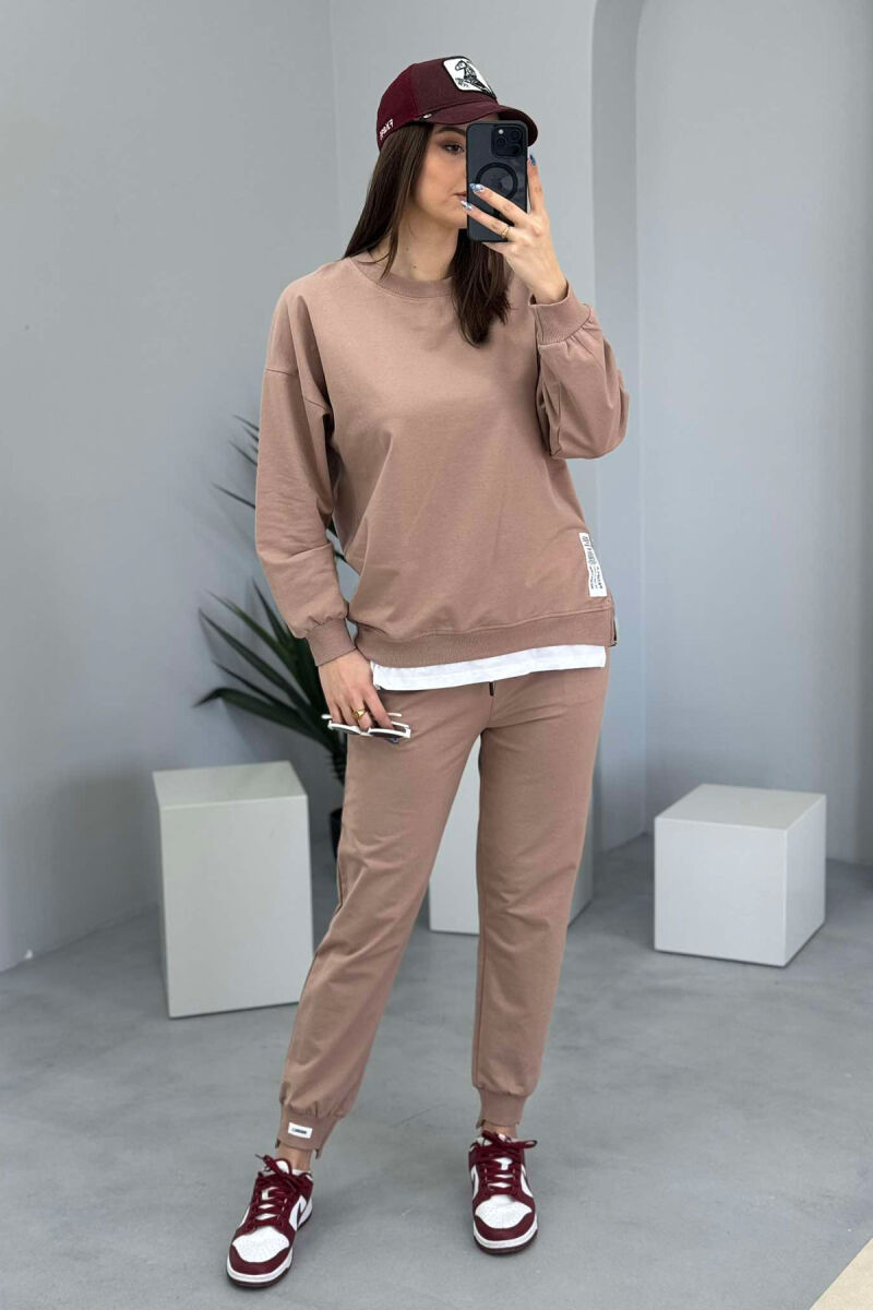 ZIPPER DETAIL SWEATSHIRT+JOGGERS WOMEN SET DARK BEIGE/BEZHE ERRET - 3